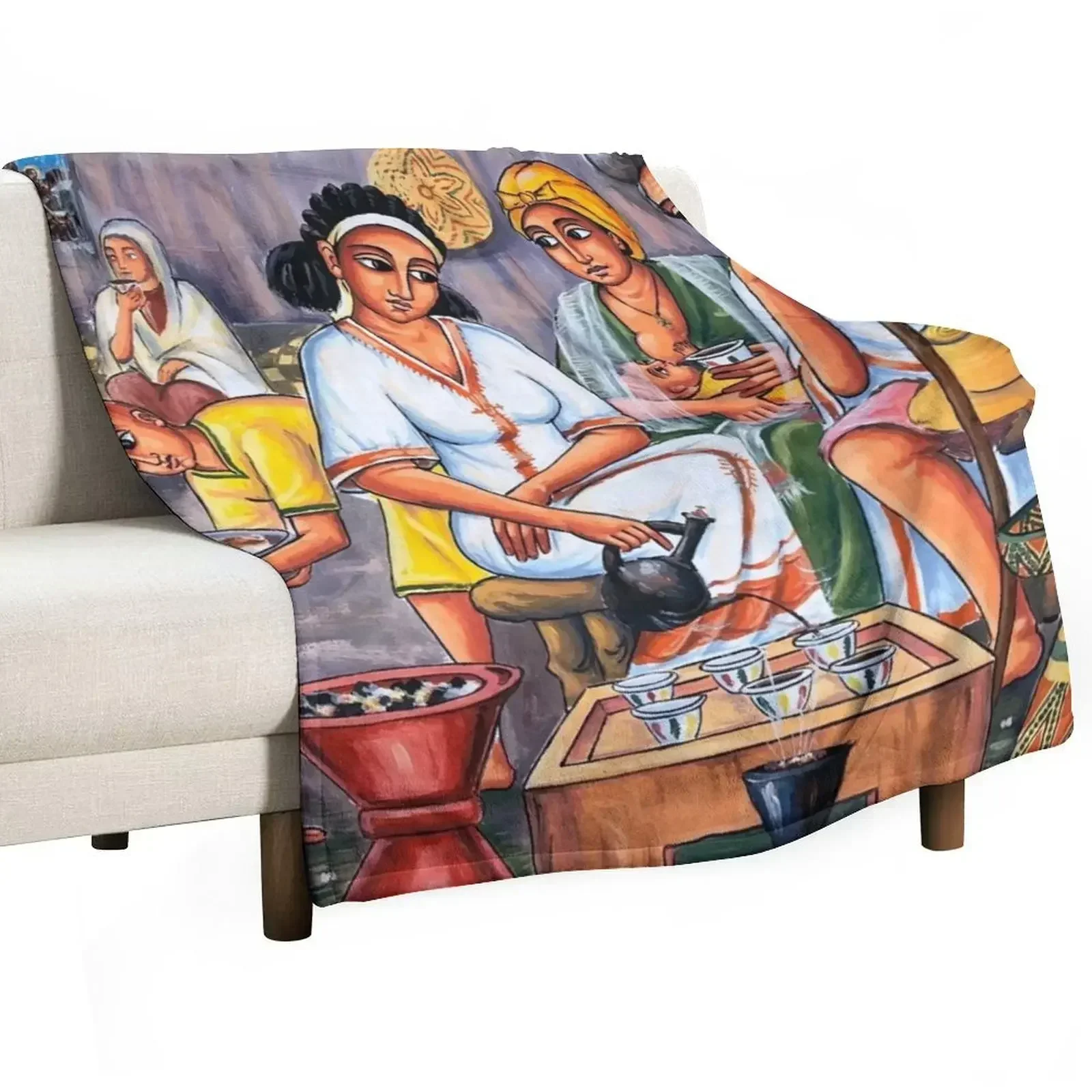 

Ethiopian coffee ceremony Throw Blanket Retros Blankets Sofas Of Decoration Blankets