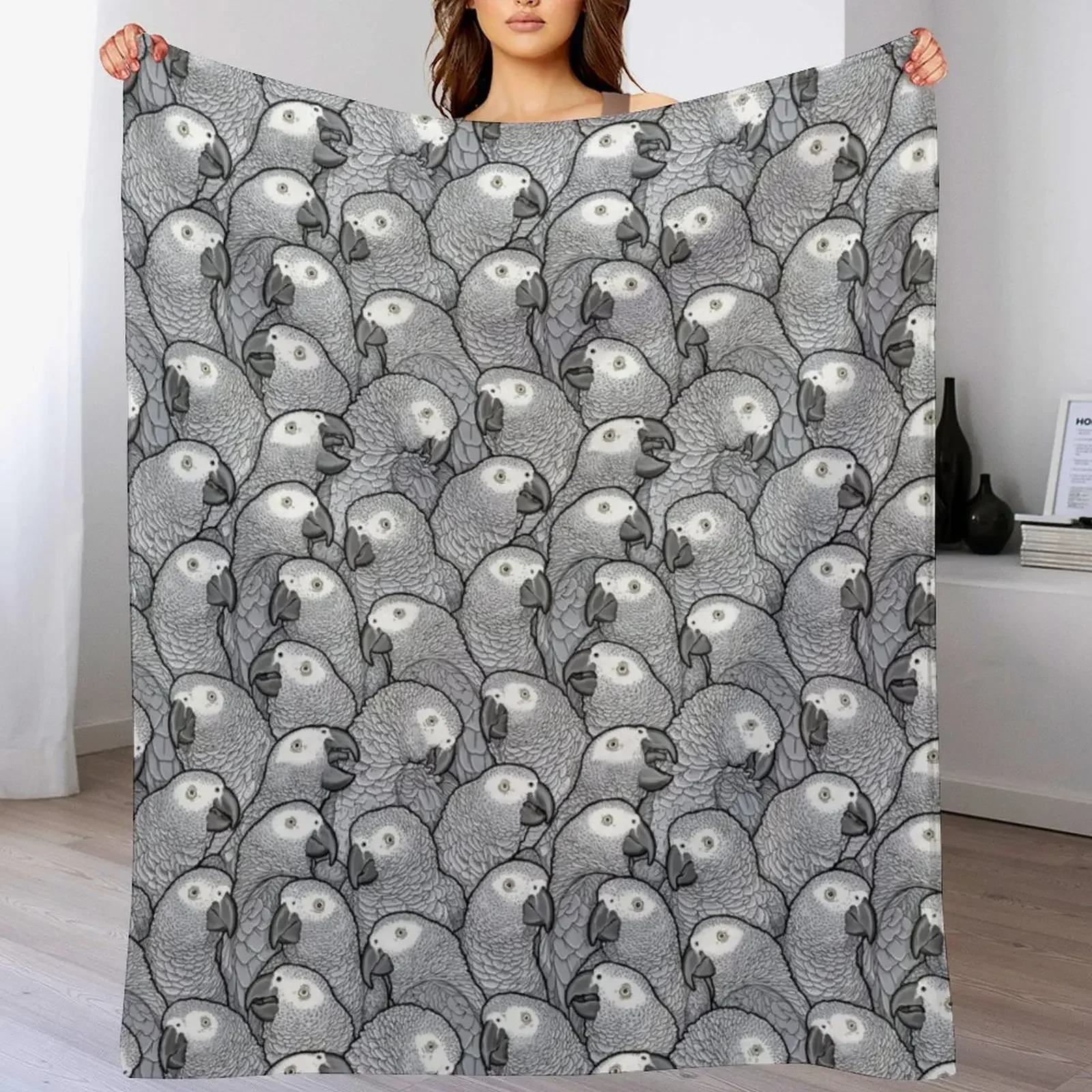 African Grey Parrots Throw Blanket Sofa Quilt Custom Warm warm for winter Blankets