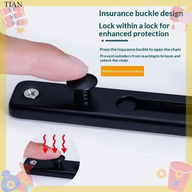 Door Chain with Lock Door Lock Bolt Chain Kids Safety Security Home Latch Buckle Guard Lock Anti-Theft Hotel Hardware Accessorie