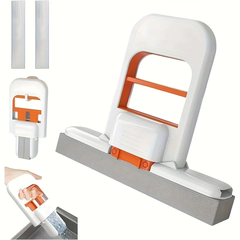 Mini Handheld Lazy Mop, Household Kitchen and Bathroom Water and Oil Stain Cleaning Mop, Hand Wash Free and Foldable Storage