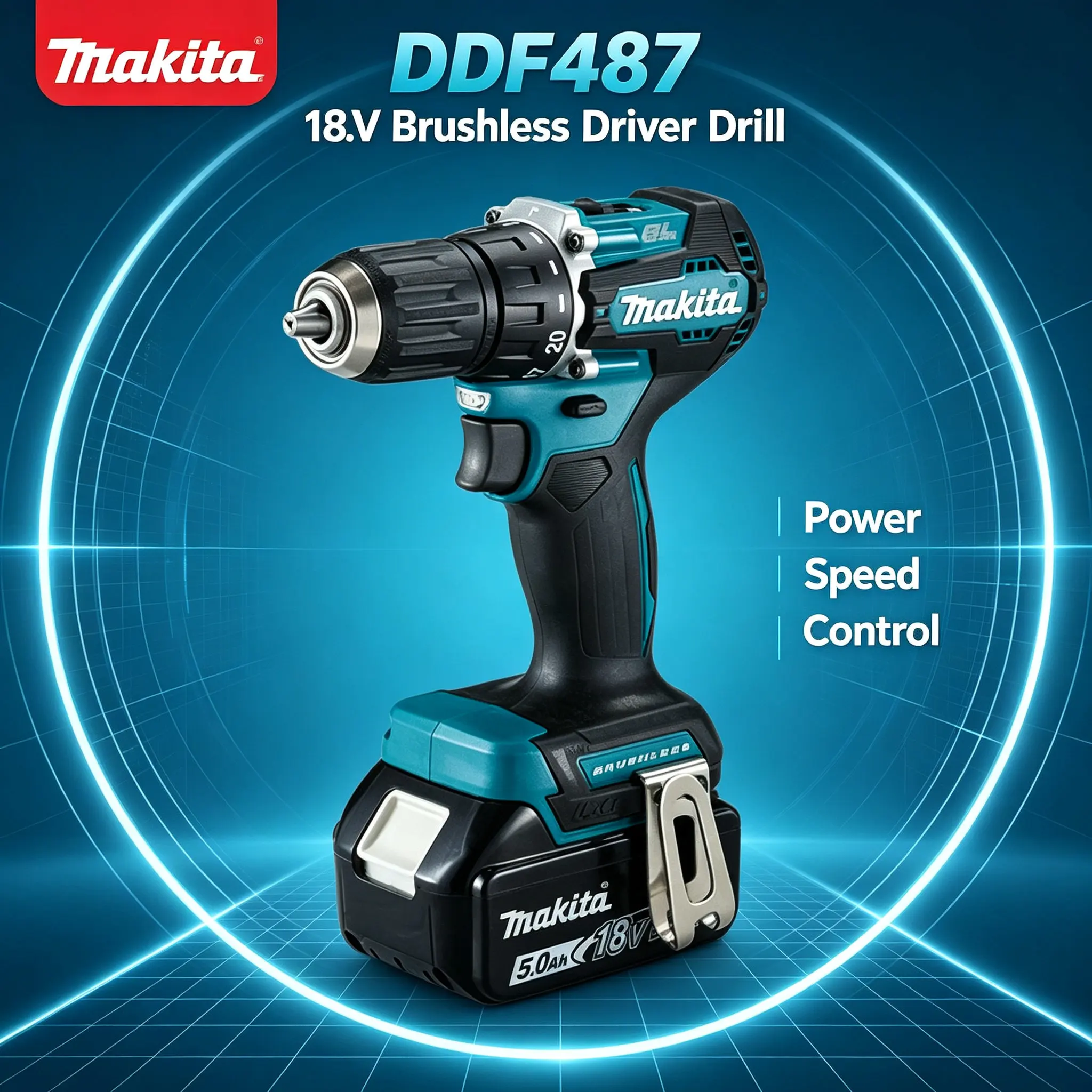 LXT Lithium-System Makita DDF487 Akku-Bohrschrauber-Set, 18V Bürstenloser 10mm Hochdrehmoment-Schraubendreher BL1860B & BL1840 Akkus Schnelle Lieferung