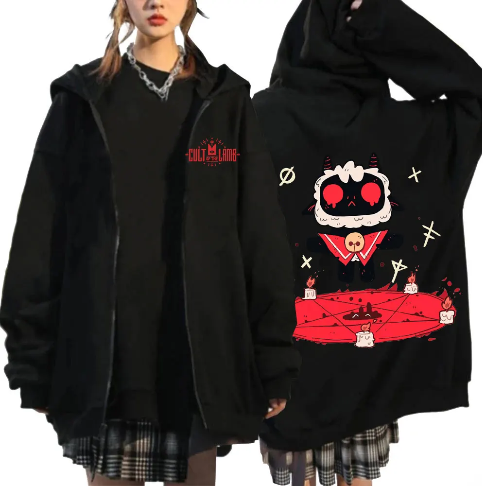 Game Cult of The Lamb Graphic Hoodie Zipper Pullover Men Women Zip Up Coat Tracksuit Boys Clothes for Teens Cardigan Sweatshirt