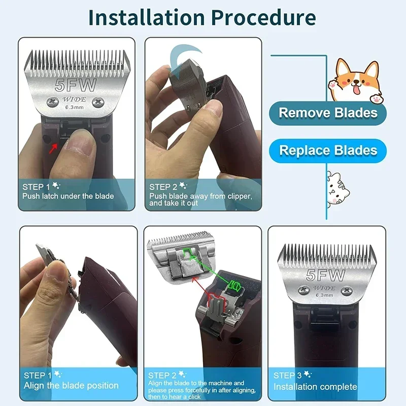 Pet Dog Cat Grooming Detachable Ceramic Blade Compatible with Most Andis /Oster A5 & Classic 76 /Wahl KM10 Series Animal Clipper - view 3
