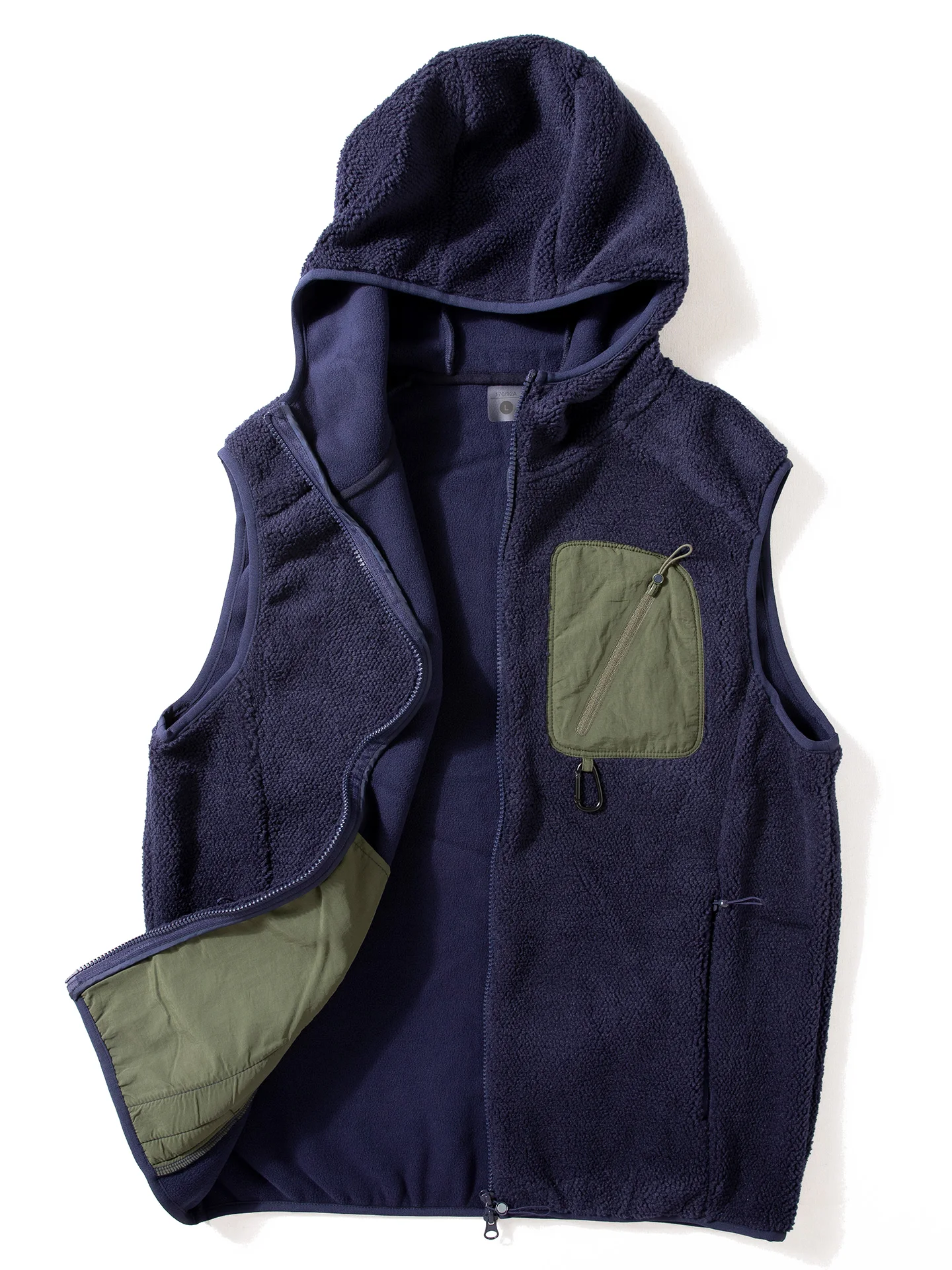 

Thiened Fce Vest Men's Outerwear Hooded Casual Loose Fit Color Blo Waed Polyester Fiber Winter Jaet Coat Trendy