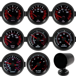 52MM Car Gauge Smoke Len Red Pointer Tachometer RPM Turbo Boost Gauge Water Temp Meter Oil Pressure Gauge Vacuum Gauge