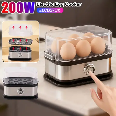 Multifunctional Egg Boiler Electric Egg Steamer Cooking Breakfast Machine 6 Eggs Cooker Mini Steamer Poacher Kitchen