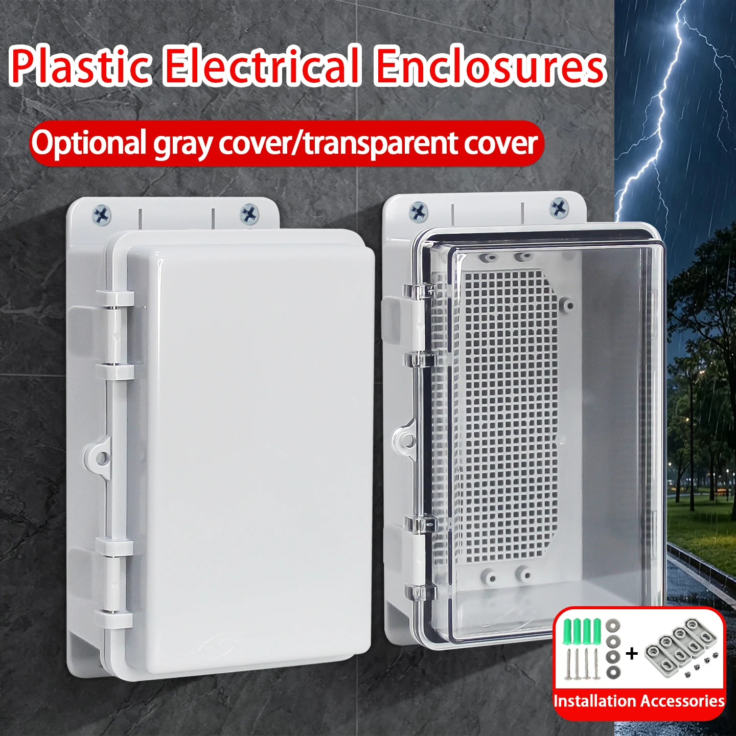 IP66 Waterproof Electronic Power Distribution Junction Box with ABS Hinge Buckle and Ears Enclosure for Electrical Projects