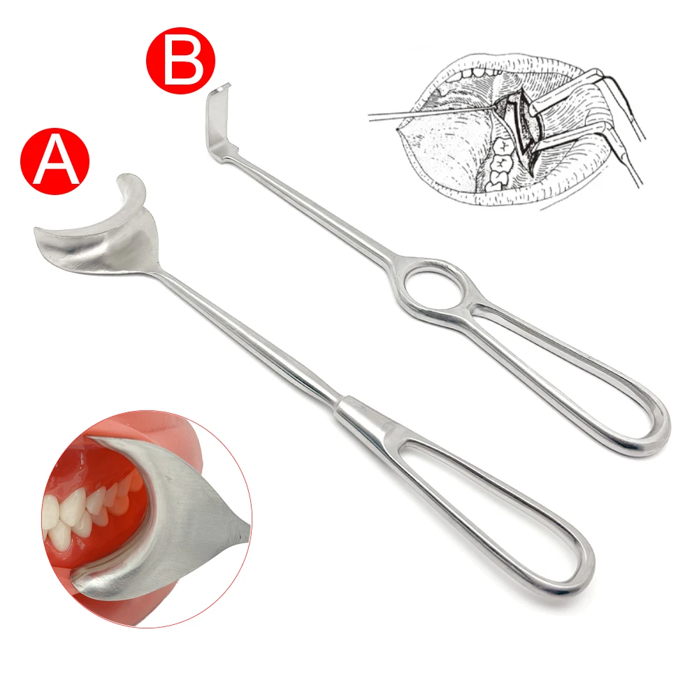 الفولاذ المقاوم للصدأ أداة زرع الأسنان Maxillofacial لينة الأنسجة ضام طويل العلوي السفلي الانحناء أدوات جراحية الأسنان #2