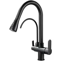 Factory wholesale modern brass dual handle pure water kitchen faucet pull out  360 single hole sink faucet