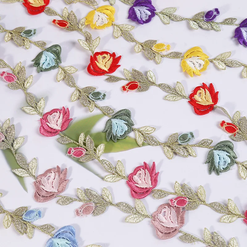 

30 ярдов вышитые розы мотив гипюр водорастворимые кружевные бейки DIY сумки шляпы одежда аппликация швейные принадлежности