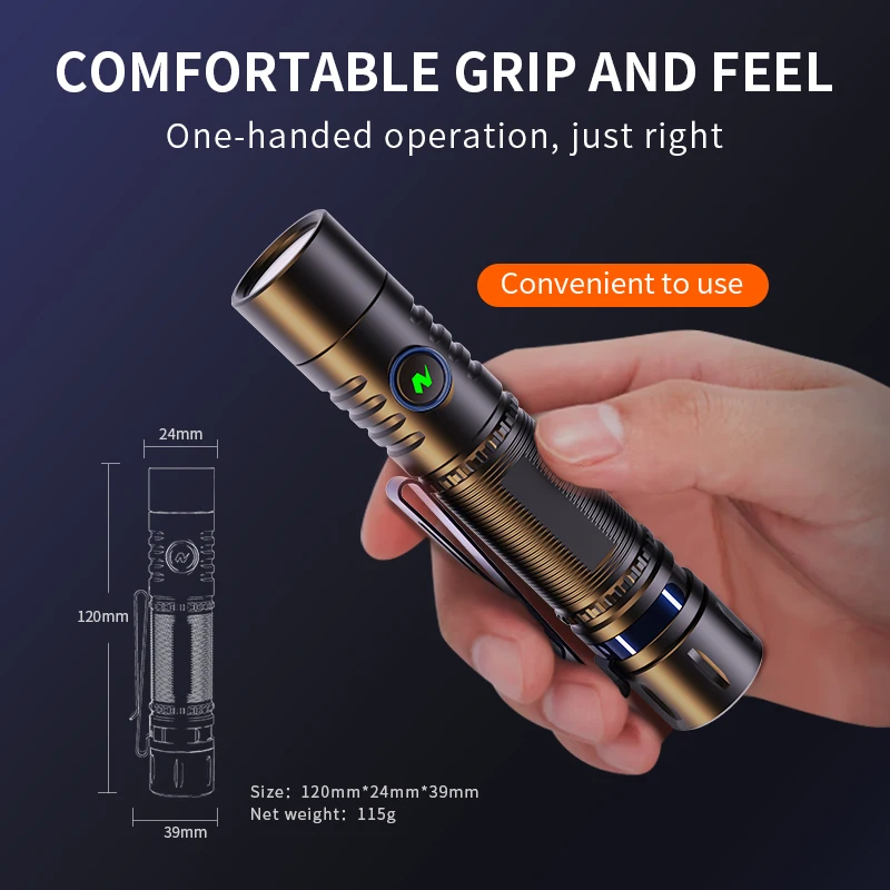 TRLIFE multifunctional Magnetic Powerful Rechargeable LED Flashlight 18650 Battery Optional MINI Torch USB TYPC-C Charging