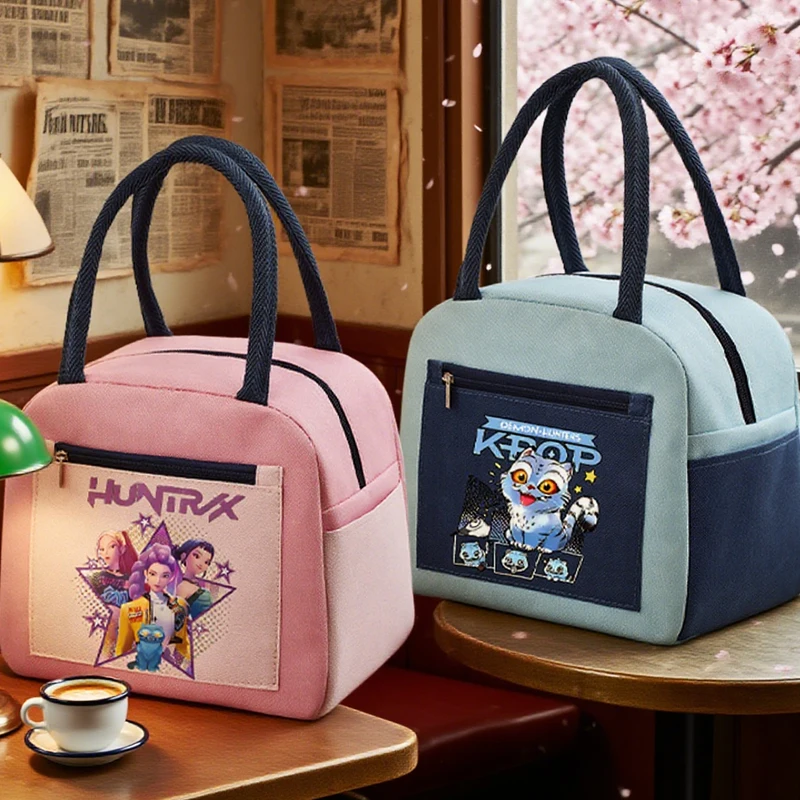 

KPop Demon Hunters Lunch Bag Girl Thermal Bag anime Portable Food Pouc School Office Staff Picnic Bag Cute Travel Picnic Bags