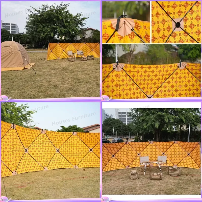 Outdoor Camping Windshield Screen Arabic Style Pattern Desert Yard Fence Privacy Shielding Wall Portable Sunshade Tent