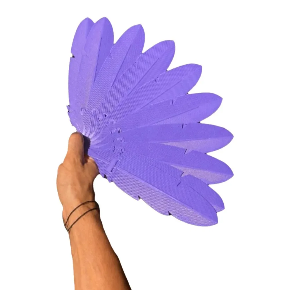 3D Printed Realistic Feather Folding Fan Portable Creative Handheld Feather Fan Novelty Handmade Art Summer Cooling Fan