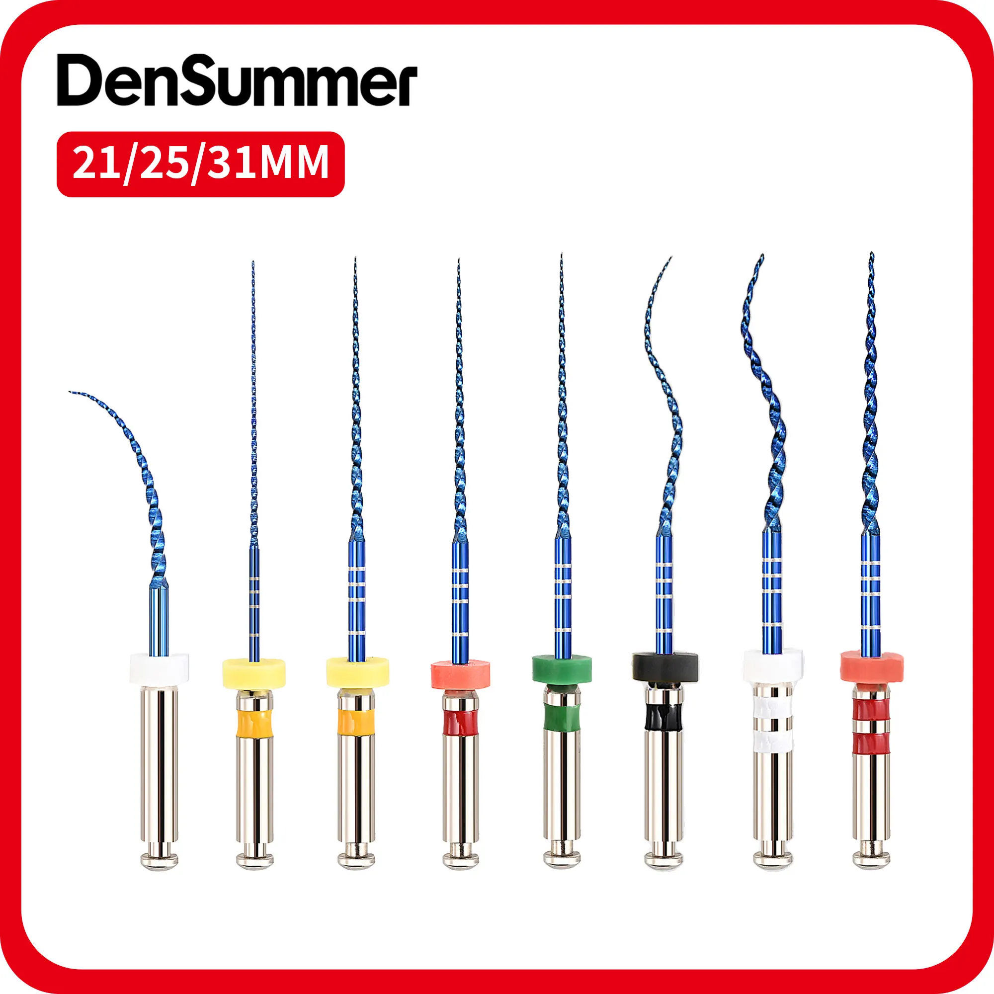 DenSummer G3 Blue Fils endodontiques rotatifs pour canaux radiculaires 21/25/31mm, conicité 02 04 06 08, en NiTi à activation thermique, outil dentaire