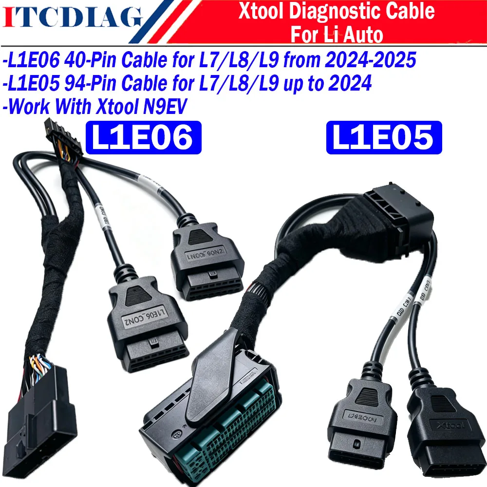 Car Diagnostic Cable For Li Auto L7 L8 L9 Mega I8 ECU Programming Cable L1E06 and L1E05 Cable with N9EV for Li (Lixiang) Vehicle