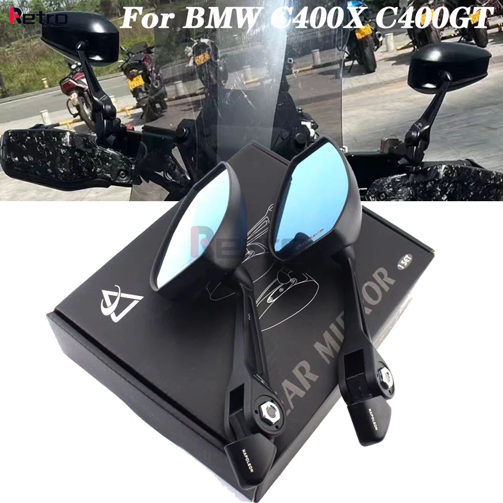 For BMW C400X C400GT C400 X GT C400X 400 GT All Years CNC Aluminum Motorcycle Rearview Mirrors Blue Anti-glare Mirror