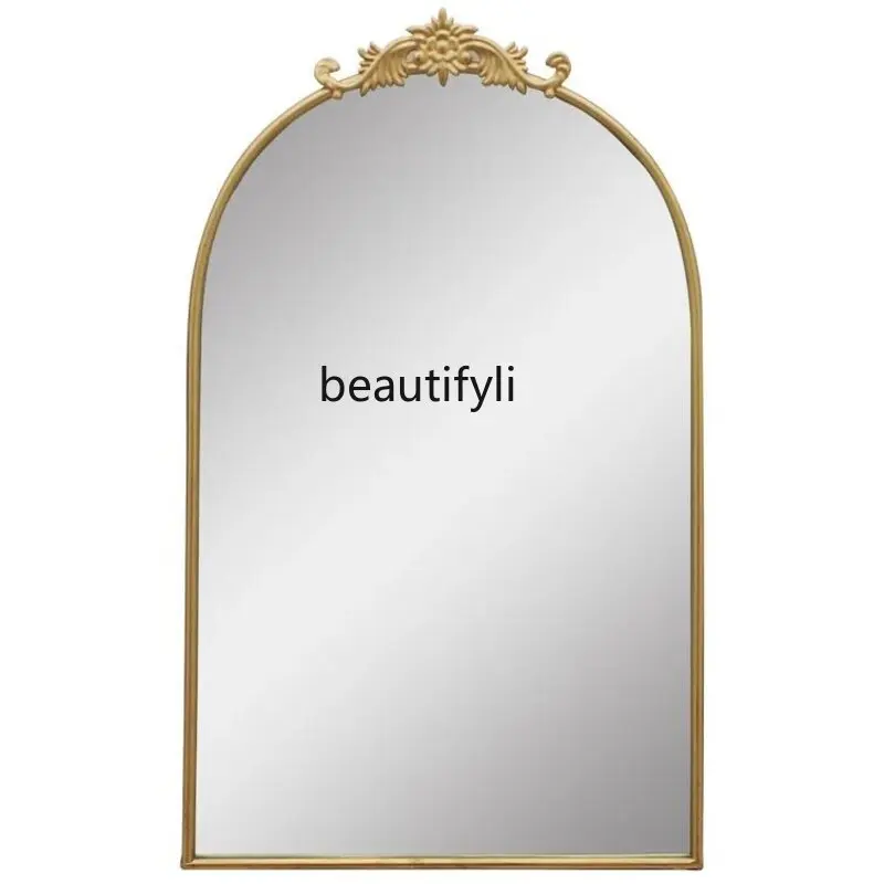 

Nordic Dressing Mirror Vintage Engraving Mirror Wall-Mounted Bathroom Mirror Household Square Decorative Cosmetic