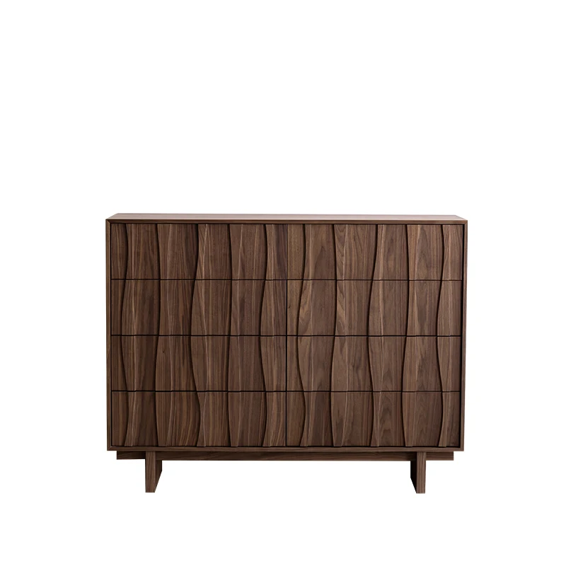 Mid-century style solid wood chest of drawers black walnut chest of drawers Simple small apartment bedroom living room stora