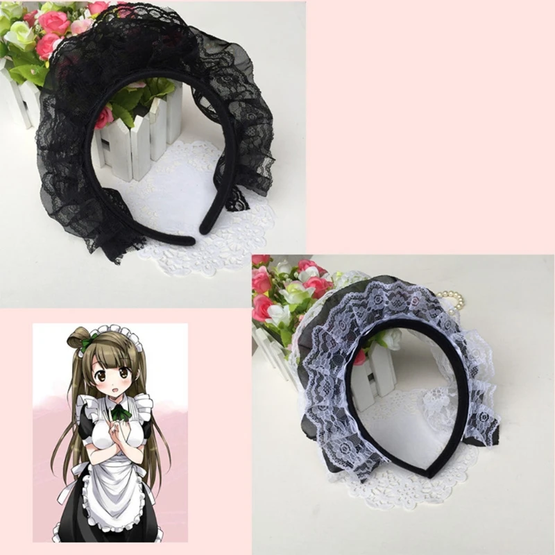 

Handmade Headband Multilayer Lace Novelty Hair Accessories Maid Hair Hoop F0S4
