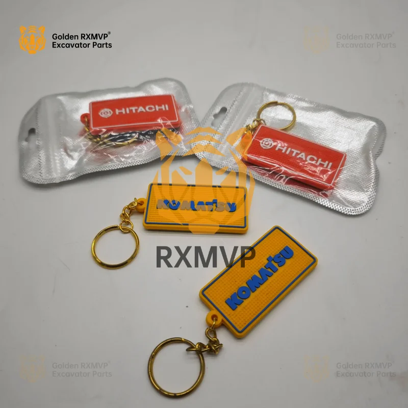 excavator Keychain key ring Hitachi caterpillara Rubber rectangular chain plate