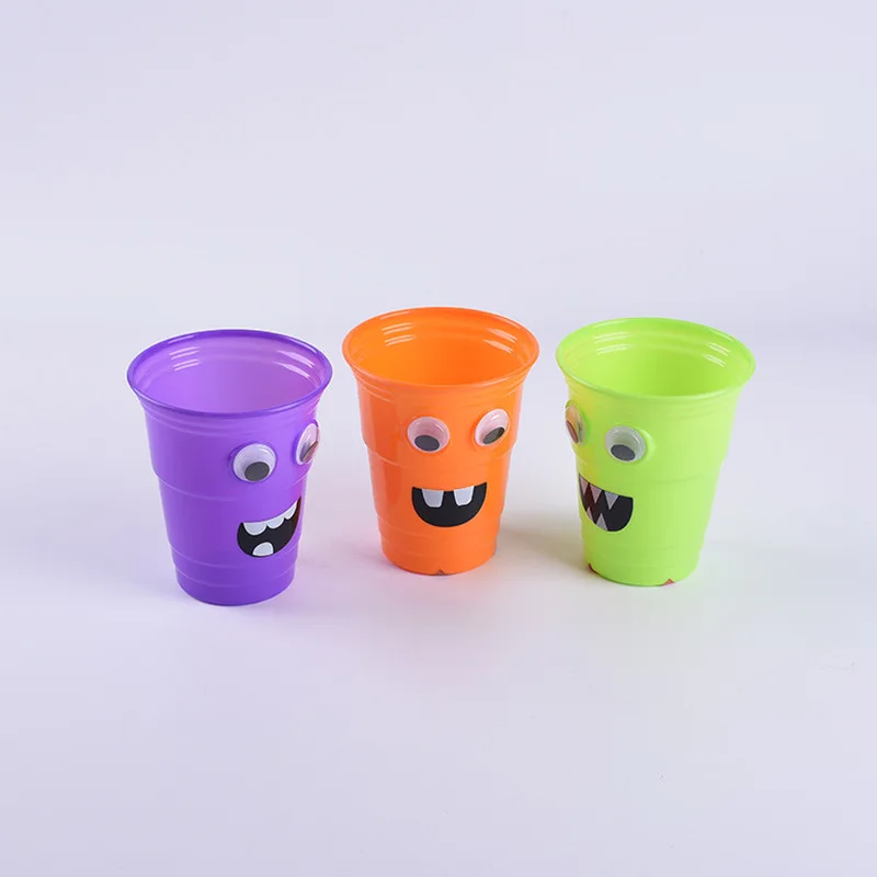 Cangkir plastik Halloween, panas, cangkir kartun, cangkir air, cangkir jus, Festival hantu, aksesoris hadiah taman kanak-kanak, ember Populer