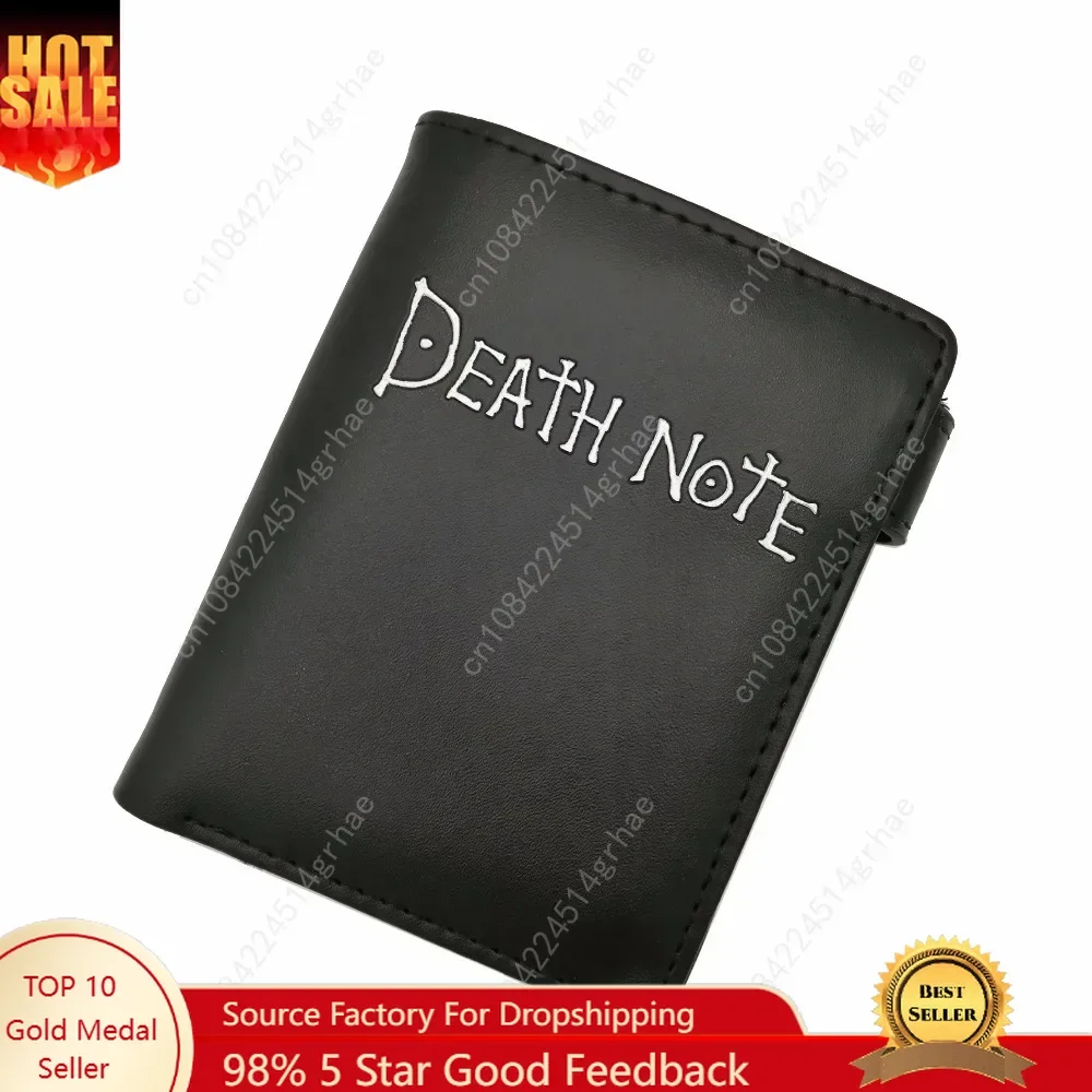 Death Note Anime Black PU Leather Short Wallet Card and Coin Purse for Boys Girls Gift