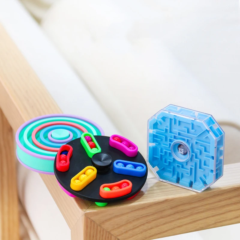 Kids Rolling Ball Labyrinth Maze Game Rotating Magic Beans Fidget Spinner Rotate Gyro Toys Slider Bead Balance Game Antistress