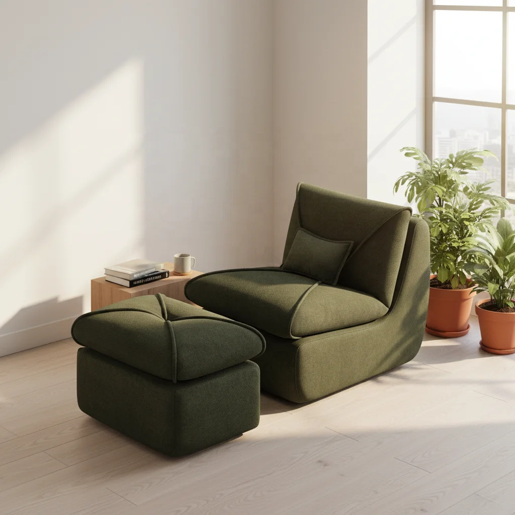 #Modern Compressed Sofa with Ottoman & Accent Pillow Vacuum Packed for Living Room Bedroom Home Apartment Hotel Furniture