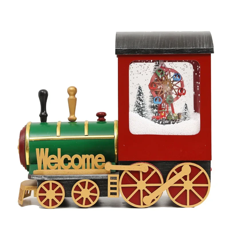 

Christmas train decorations retro luminous dynamic locomotive ornament