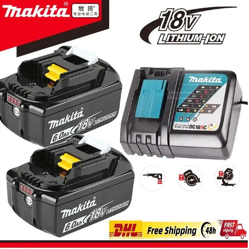 

100% Genuine Makita 6Ah/5Ah/3Ah for Makita 18V Battery BL1840 BL1830B BL1850B BL1850 BL1860 BL1815 Replacement Lithium Battery