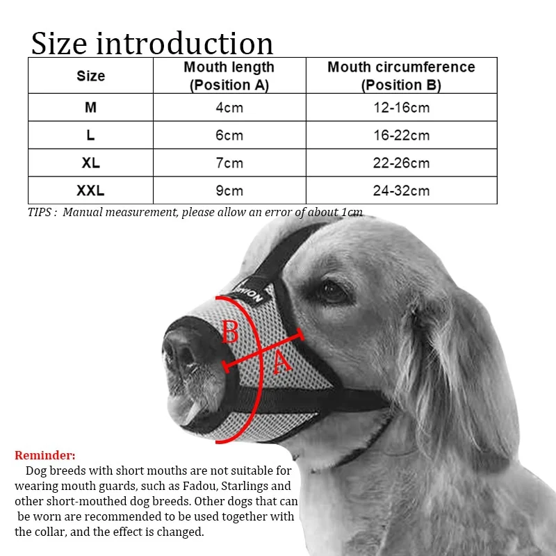 1PCS Adjustable Dog Muzzle Breathable Dog Mouth Cover Muzzle Collar Anti Barking Pet  Accessories