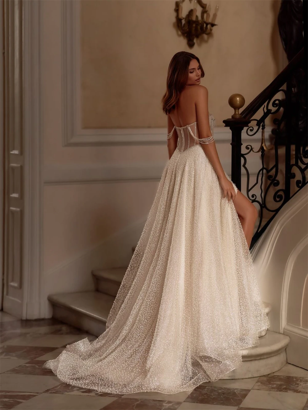 

Customized Sexy Ivory Organza Wedding Dress Sexy Sweetheart Off the Shoulder Bridal Gowns Soft A-Line Court Train Robe de mariée