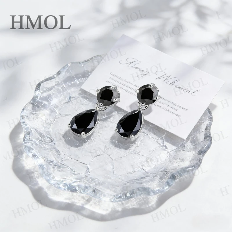 

Серьги с муассанитом, круглые + грушевидная огранка, белый, черный, яркий, синий, шампанское, белое/желтое золото, уникальные шпильки, изящные ювелирные изделия, подарок для нее