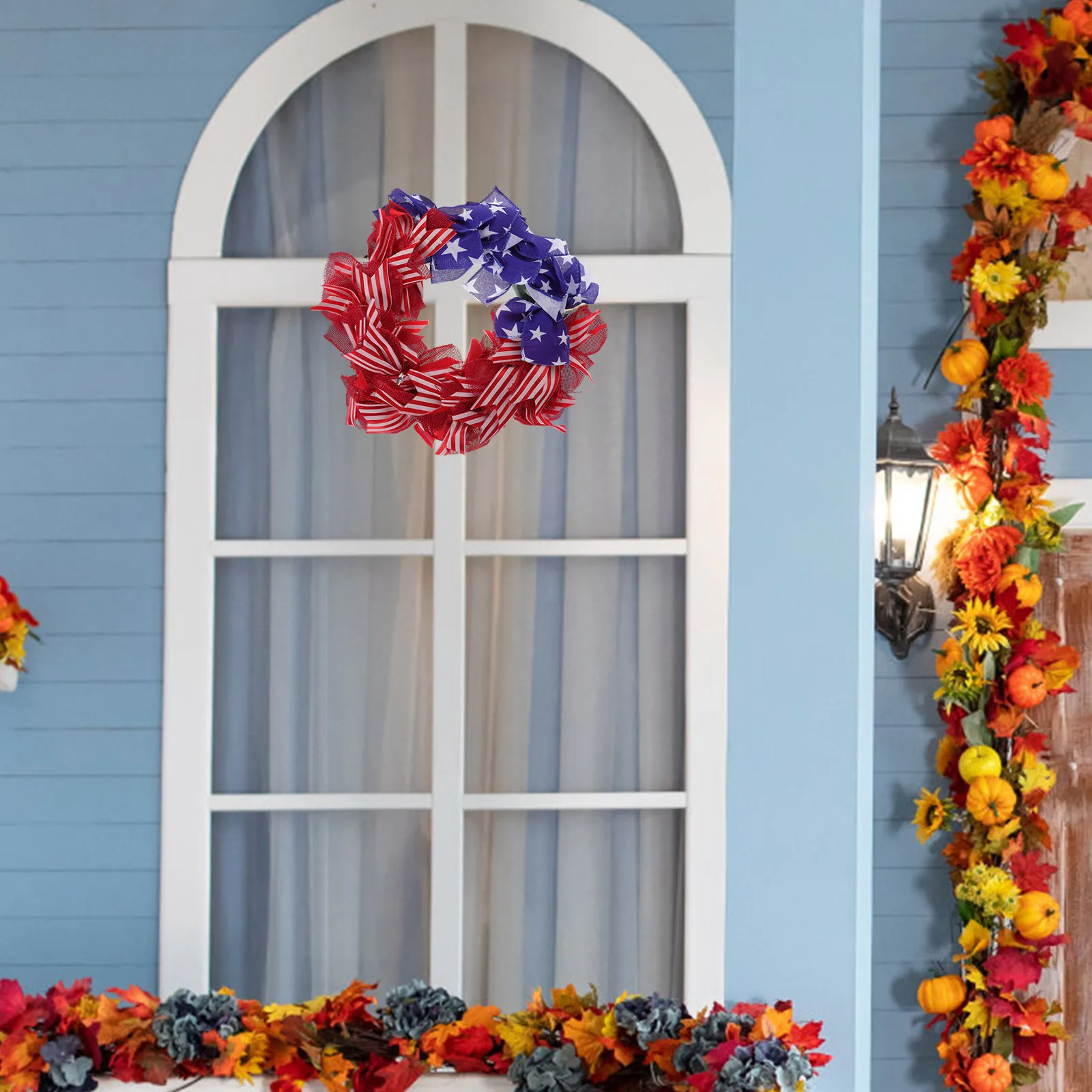 

Star Wreath Decoration Patriotic American Independence Day Party Cloth Door Hanging Garland Home Porch Festive