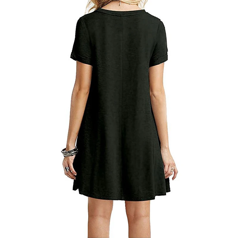 Vestido casual de manga corta para mujer, cuello redondo, estampado, suelto, mini, elegante y sencillo, estilo urbano, vestido de verano 6