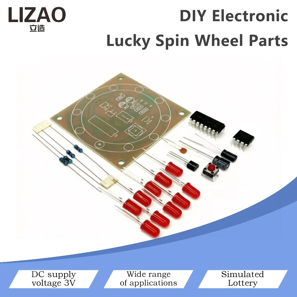 DIY Electronic Lucky Spin Wheel Kit 3V DC Powered Soldering Project With PCB Components For Student soldering practice
