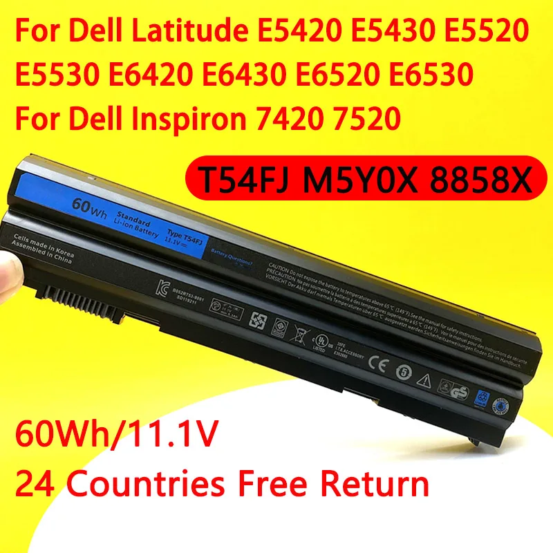 T54FJ Laptop Battery For DELL Latitude E5420 E5430 E5520 E5530 E6420 E6430 E6520 E6530 for Inspiron 7420 7520 M5Y0X 8858x