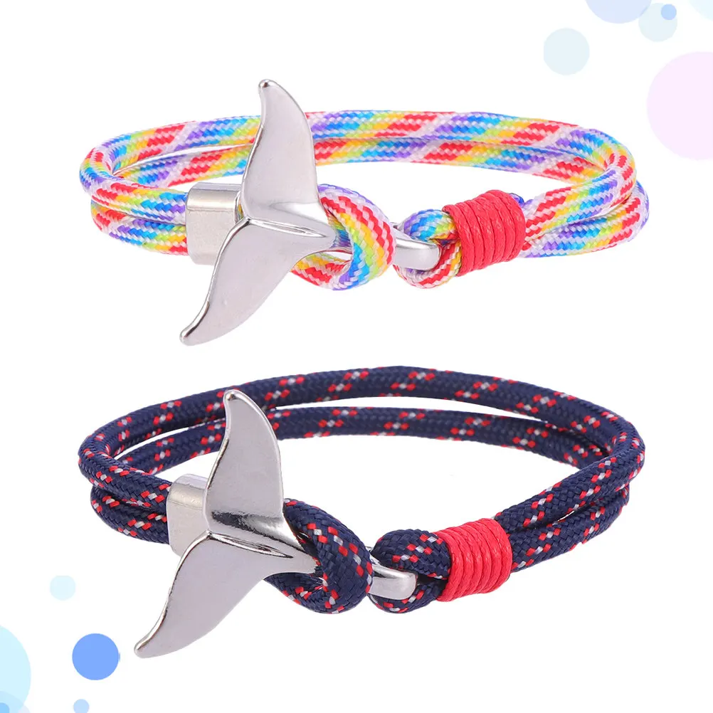 Whale Tail Bracelets for Couples – Nautical Paracord Survival Rope Wristbands Gift Set for Him & Her