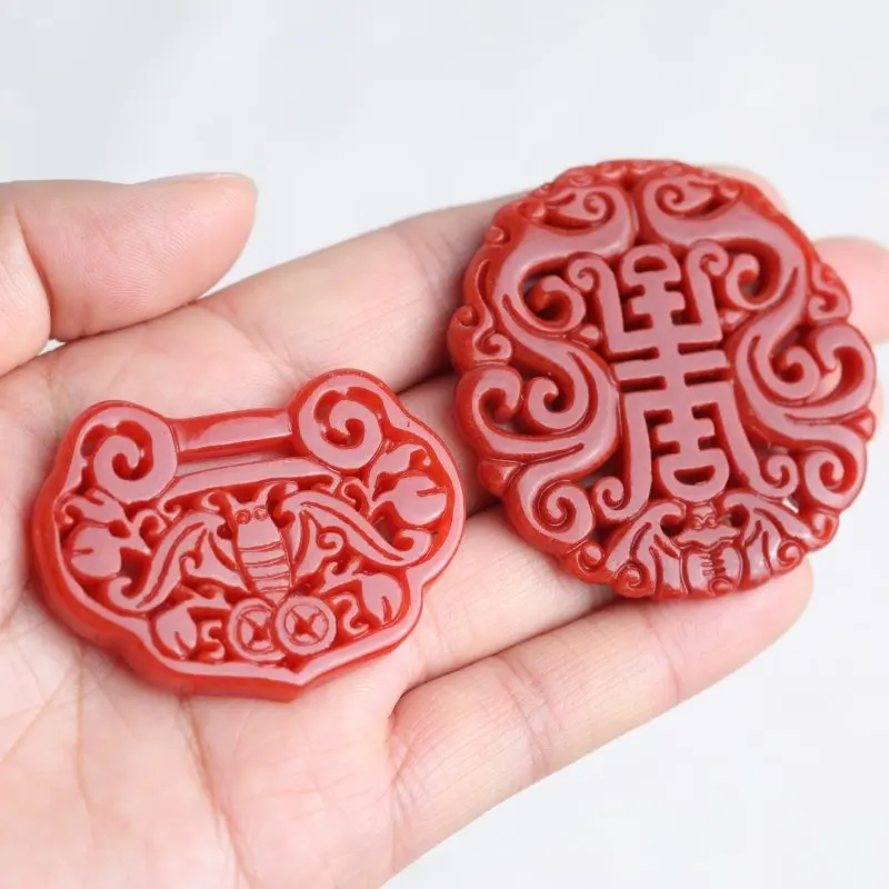 

2 шт. DIY натуральный нефрит красный ажурный двойной дракон летучая мышь бусины аксессуары модные настоящие ювелирные изделия очаровательный амулет роскошные подарки