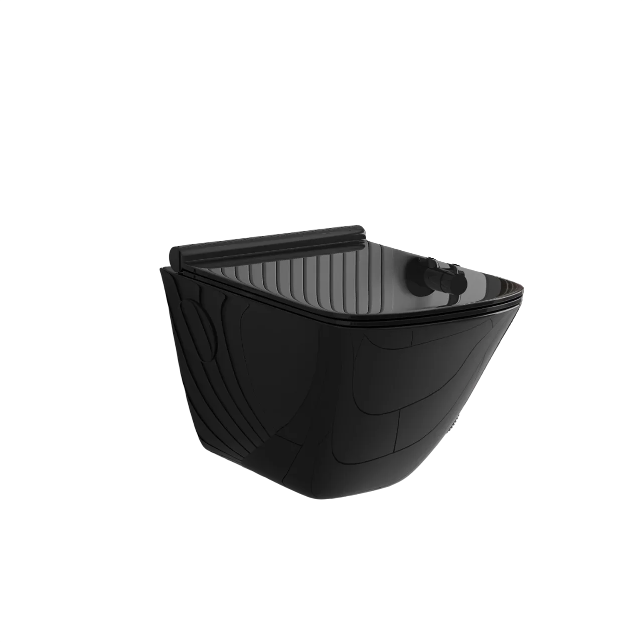 xx-Black Ceramic Toilet One Piece Dual Flush Modern Bathroom Water Closet Wall Mounted Sanitary Ware for Hotels Villa Apartment