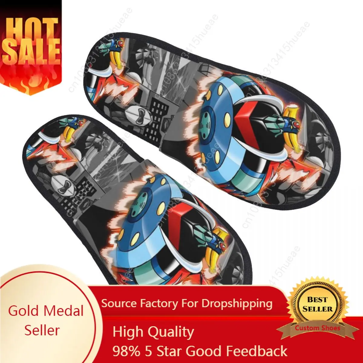 

Grendizer Go Comfy Scuff With Memory Foam Slippers Women UFO Robot Goldrake Mazinger Z Hotel House Shoes