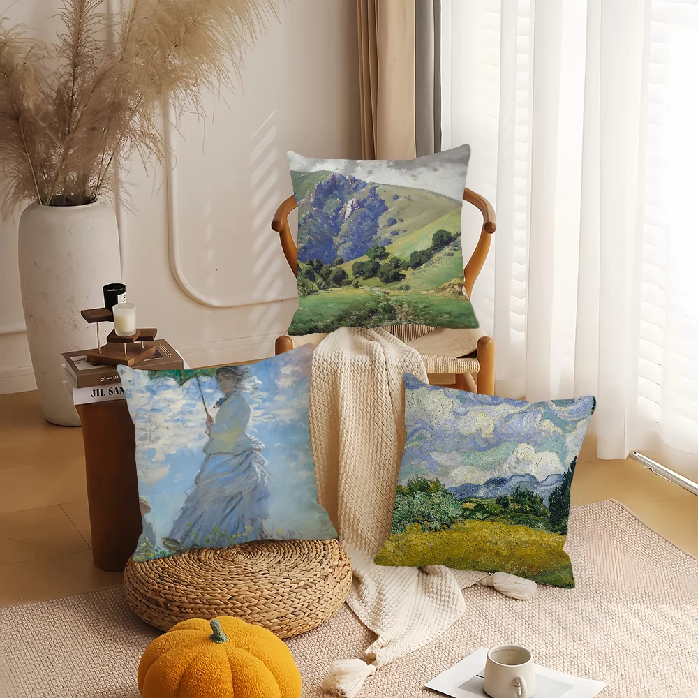 

Art Monet Pillow Case Home Decoration Cushion Cover Suitable For Office Sofa Bedroom Car