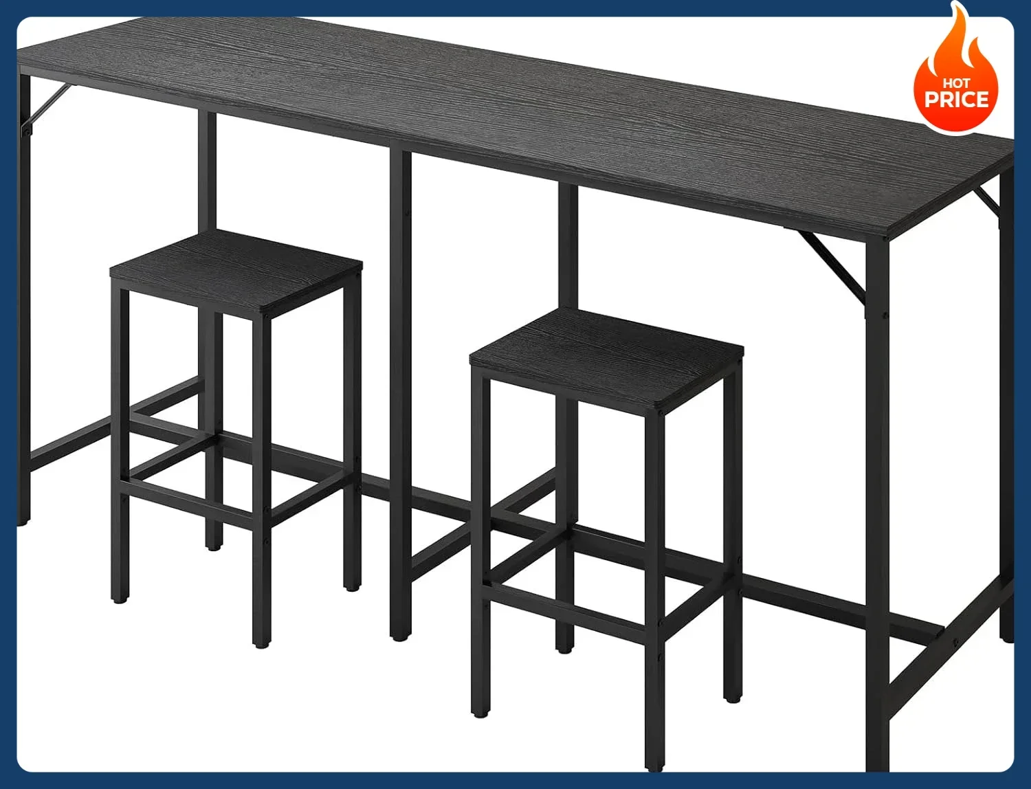 [New Arrival!]70.9" Bar Table and Chairs Set, Dining Table and Chair Sets, 3 Piece Counter Height Table and 2 Stools, Kithcen Ta