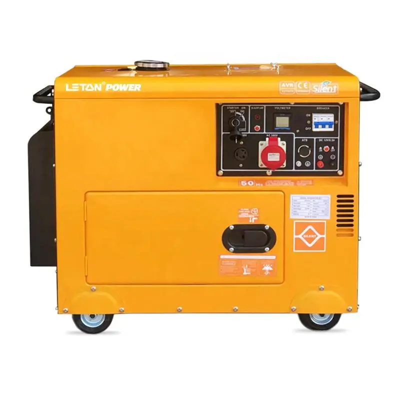 heavy-duty 8single phase 5kVA silent diesel generator price for continuous power supply LETON diesel generator set