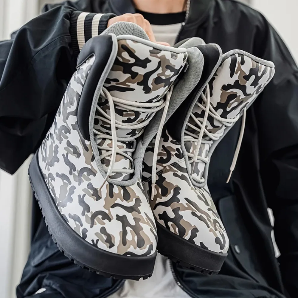 أحذية رجالية مموهة عالية الجودة سميكة لينة مقاومة للبرد أحذية دافئة في الهواء الطلق الشارع عدم الانزلاق هدايا العيد جديد 2025 شتاء شيك #5