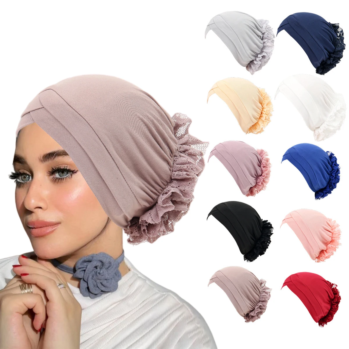 

Женские мусульманские хиджабы для Рамадана, шапочки для химиотерапии, тюрбаны с цветами, головные платки при выпадении волос, модные женские хиджабы, головные уборы-боннеты