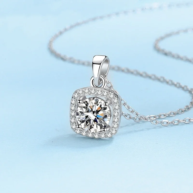 

Engagement 18K White Gold Necklaces Women Wedding Fine Jewelry 1CT Moissanite Diamond Pendant PT950 Platinum Girl Birthday Gift