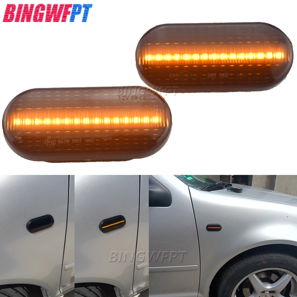 2x Side Marker Lamp for Volkswagen VW Golf3 4 Bora Lupo Passat Polo Up Caddy T5 Amarok Fox Beetle LED Dynamic Turn Signal Lights