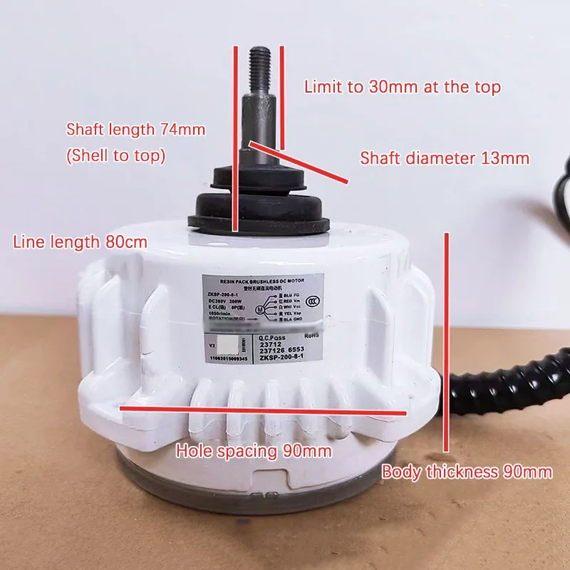 200W DC Brushless Motor ZKSP-200-8-1 Five Wire Fan Motor Fit Central Air Conditioner External Motor